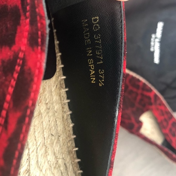 NEW‼️ SAINT LAURENT Red Suede Leopard Espadrilles - Picture 5 of 5